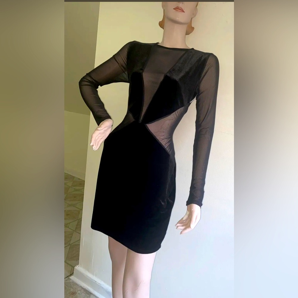 Naked wardrobe velvet sheer cut out clubbing dress sz. XL (M-L) - Picture 5 of 9